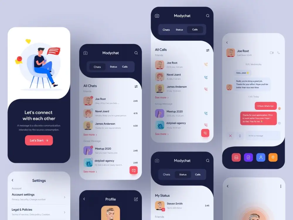 VORTEXA mobile app UI/UX design mockup